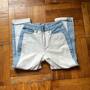 pacsun color block white denim mom jeans